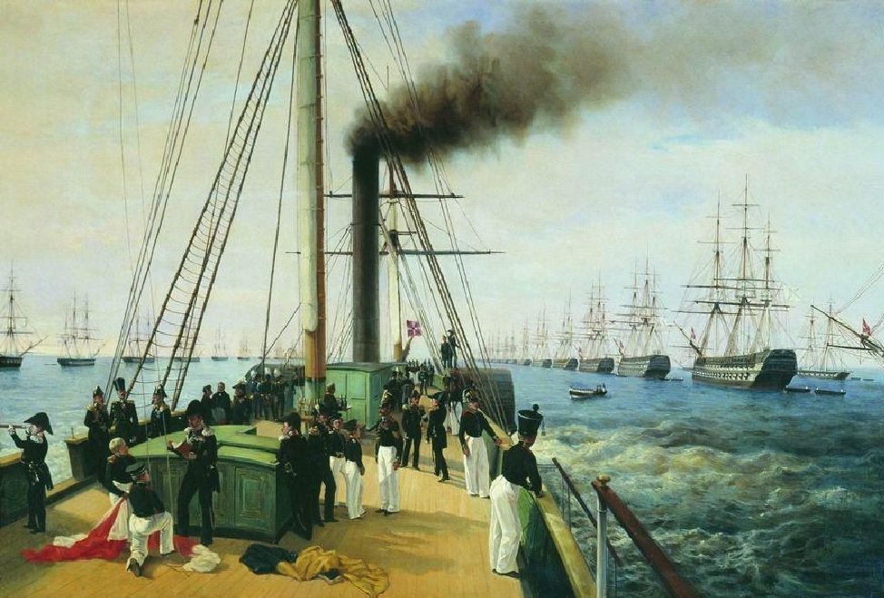 Imperial Inspection of Baltysky Navy Fleet in 1848. By A.P.Bogolyubov. 1850-60. Imperial Inspection of Baltysky Navy Fleet in 1848. By A.P.Bogolyubov. 1850-60.