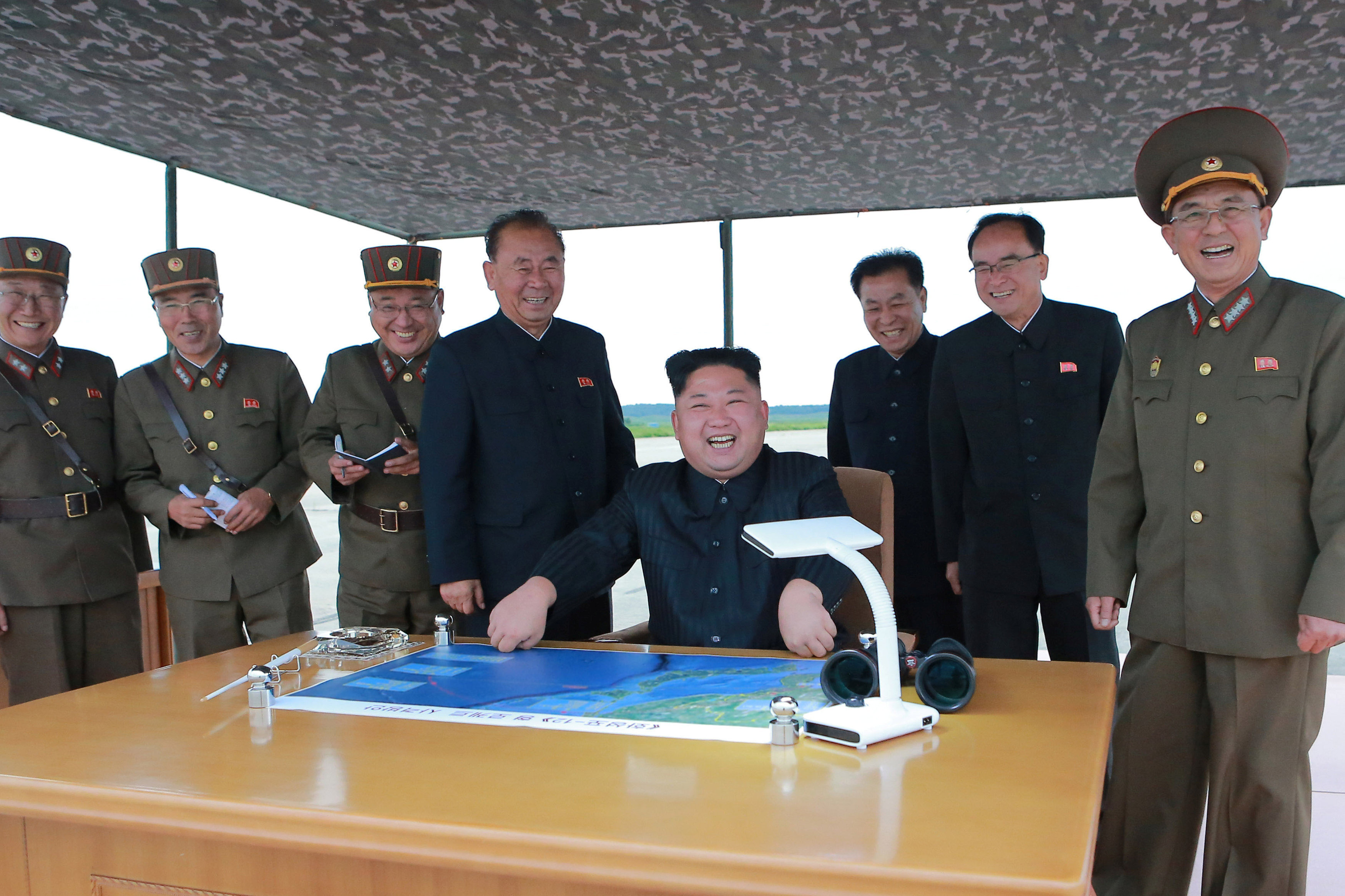 North Korean leader Kim Jong Un inspects a long and medium-range ballistic rocket launch drill in this undated photo released by North Korea's Korean Central News Agency (KCNA) in Pyongyang on August 30, 2017 North Korean leader Kim Jong Un inspects a long and medium-range ballistic rocket launch drill in this undated photo released by North Korea's Korean Central News Agency (KCNA) in Pyongyang on August 30, 2017