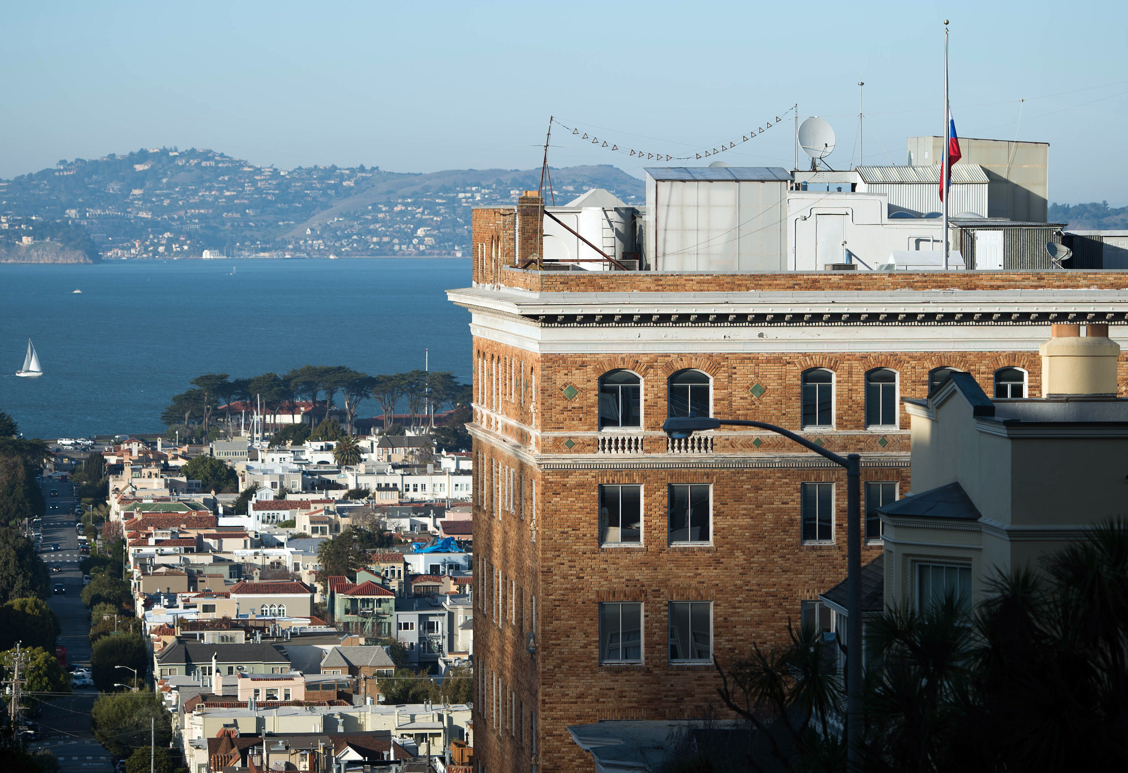 The Russian flag flies at half mast at the Consulate-General of Russia in San Francisco, California (File) The Russian flag flies at half mast at the Consulate-General of Russia in San Francisco, California (File)