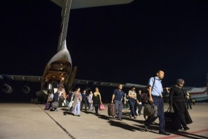 Refugees from Yemen delivered by a Russian emergency flight to Moscow, July 2015