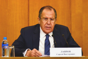 Russian Foreign Minister Sergey Lavrov speaking at lengthy press conference in Moscow on Jan 26, 2016 (MFA website)