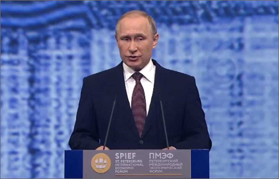 Vladimir Putin speaks on the...