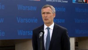 NATO Secretary General Jens Stoltenberg opens the NATO Warsaw Summit in Poland, July 8, 2016. NATO heads of state agreed to send reinforced, multinational battalions to the eastern part of the alliance’s border with Russia.