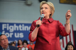 Former Secretary of State Hillary Clinton speaking with supporters at a campaign rally at Carl Hayden High School in Phoenix, Arizona. March 21, 2016. (Photo by Gage Skidmore)