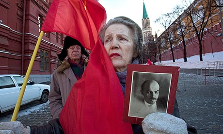Lenin's embalmed corpse edges nearer the exit of his Red...