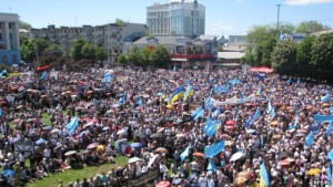 In Simferopol on May 18, 2009, Crimean Tatars commemorate the 65th anniversary of the mass deportation