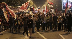 Rally in Montenegro capital city Podgorica on Dec 12, 2015 (Stevo Vasiljevic, Reuters)