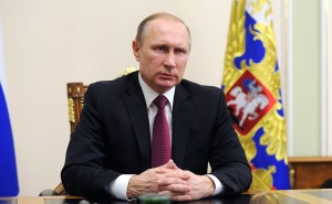 Vladimir Putin explains to the Russian people on television on Feb 22, 2016 the U.S.-Russia ceasefire agreement for Syria (Kremlin website)