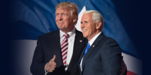 Donald Trump and Mike Pence during Day Three of the Republican National Convention. (Photo credit: Grant Miller/RNC)