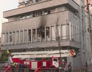 Office and studio of Ukraine's Inter TV in Kyiv following arson attack on Sept 4, 2016