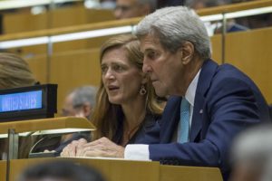 U.S. Secretary of State John Kerry and U.S. Permanent Representative to the UN Samantha Power during General Assembly’s 71st session on Sept 20, 2016